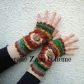 Mitaines femme couleurs d'automne en laine faite main au crochet * SHOP BOUTIQUE CORALIEZABO ETSY * 