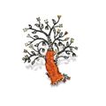 Fire opal and coloured diamond 'tree' brooch