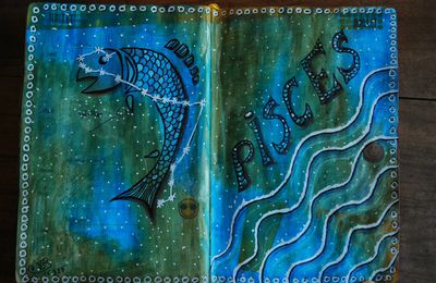 Challenges artjournal et gribouillages : Bonbons, Film, vert, gratitude, poisson