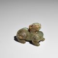 A jade figure of a recumbent beast, bixie, Six Dynasties (220-589 AD)