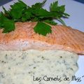 Pavé de saumon et sa sauce au fromage de chèvre , sans gluten