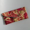 Pochette, étui à lunettes en tissus japonais rouge