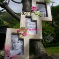 cadre photo carton et scrap et plateau rond 