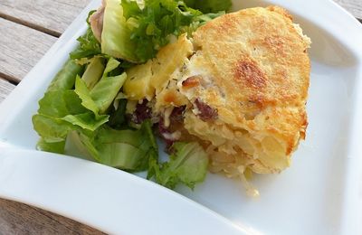 Gâteau de pommes de terre aux gésiers confits