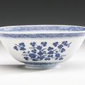 A Ming-style blue and white bowl, Qianlong seal mark and period