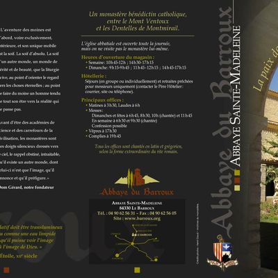 Plaquette 3 volets pour l'abbaye du Barroux