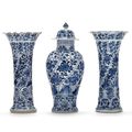 A five-piece blue and white garniture, Kangxi period (1662-1722)