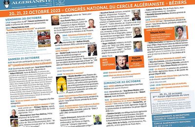 congrès national du Cercle algérianiste à Béziers, 20-22 octobre 2023