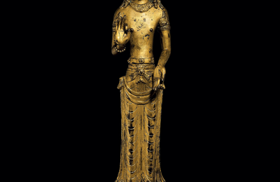 The “Luck of Yunnan”. A rare gilt-bronze standing figure of an Acuoye Guanyin, China, Yunnan, Dali Kingdom, 12th century