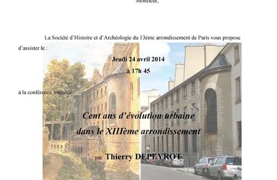 Diaporama-conférence "Le 13e, 100 ans d'évolution" - jeudi 24 avril - 17h45 - mairie du 13e arrondissement