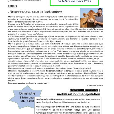 Lettre Paroles A Venir - Mars 2025