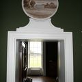Michael Dillon. Trompe l'oeil over door Roundel painted in monochrome; Co Meath, Ireland, 2010