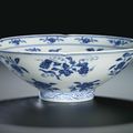 A fine blue and white 'Fruit and Flower' lobed bowl, Mark and period of Xuande (1426-1435)