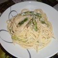 Spaghettis Sauce aux Asperges et à la Mozzarella