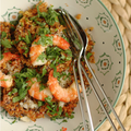 POÊLEE QUINOA-TOMATE-EPICES-CREVETTES