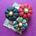 ♥ BRENNA ♥ Broche textile bohème fleurs potirons - Les Yoyos de Calie