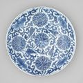 A blue and white charger, Kangxi