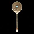 An Ottoman ivory-mounted silver hand Mirror - Turkey, 19th Century and later