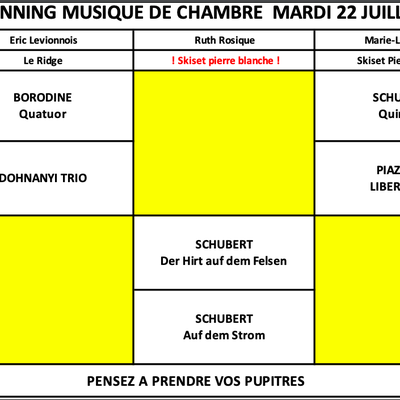 Planning MARDI 22 JUILLET