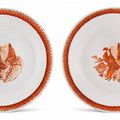 A pair of iron-red enamelled 'Shoulao' dishes, Qing dynasty, 18th century