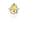 A 10.46 carats pear-shaped fancy vivid yellow diamond ring 