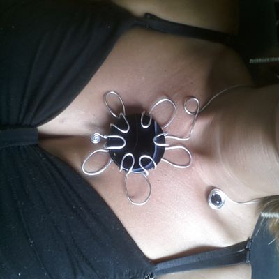 collier alu et agate noire