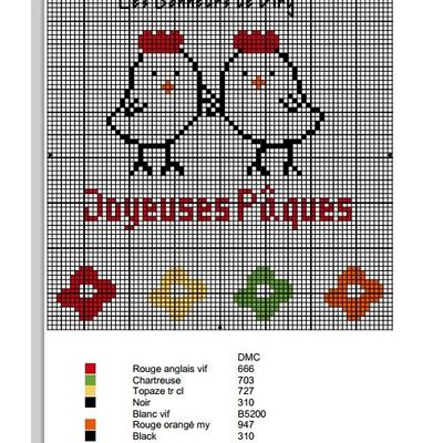 grille gratuite "petites poules de Pâques"