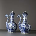 A pair of hexagonal phoenix ewers, China, Early Kangxi Period, Circa 1700