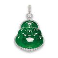 A jadeite and diamond pendant