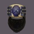 A sapphire and diamond bombé ring, by Adler