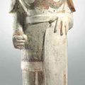 A painted red pottery figure of a soldier, Northern Qi dynasty (550-577) 