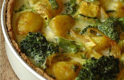 TARTE AUX LEGUMES, LAIT DE COCO, CURRY & PÂTE A LA FARINE DE SOJA + bonus
