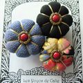 ♥ ROSELIANDE ♥ Broche textile japonisante fleurs potirons - Les Yoyos de Calie