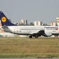 Aéroport: Toulouse-Blagnac(TLS-LFBO): Lufthansa: Boeing 737-330: D-ABEK: MSN:25414/2164. LIVERY "FANHANSA".