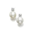 Pair of natural pearl and diamond ear clips