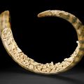 Exceptional Carved Fossil Woolly Mammoth Tusk, Mammuthus primigenius, Pleistocene, Alaska