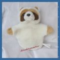 Doudou Peluche Marionnette Raton Laveur Blanc Et Marron Playwell Toys