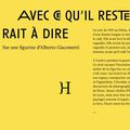 " Avec ce qu'il resterait à dire - Sur une figurine d'Alberto Giacometti " Anne Maurel 