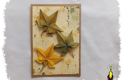 cARTe origami et encres : les feuilles de platane à l'automne