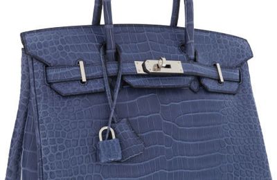 Hermes 30cm Matte Brighton Blue Porosus Crocodile Birkin Bag with Palladium Hardware