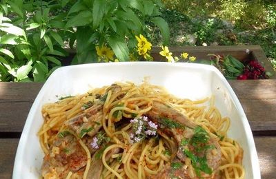 Agneau spaghetti selon le chef Jean-François Piège & une Belle de la garrigue 