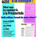 débat avec les candidats à la présidentielle le 20mars à Paris ("pas de bébés à la consigne")