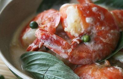 Curry vert de crevettes (à la pâte curry maison)