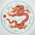 A wucai 'Dragon and Phoenix' bowl, Qianlong six-character seal mark in underglaze blue and of the period (1736-1795)