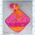 Doudou Tortue Plat Rose Orange Fleur Grelot Anneau Dentition Babysun