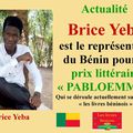 Brice Yeba est le représentant du prix littéraire pabloemma pour le Bénin
