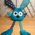 Doudou lapin bleu gris - personnalisé