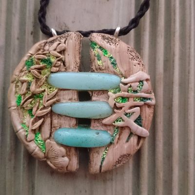 Pendentif de style asiatique avec AMAZONITE