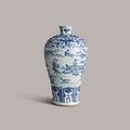 A blue and white 'figural' meiping, Ming Dynasty