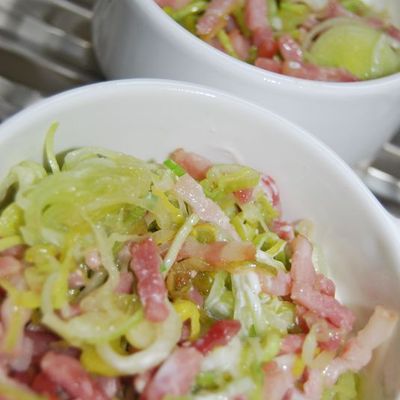 Oeufs cocotte aux poireaux et lardons